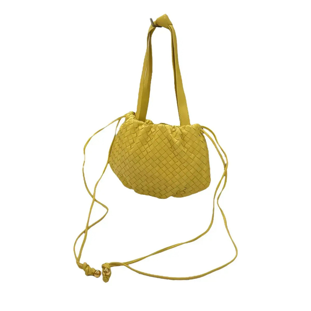 Bottega Veneta Intrecciato Drawstring Pouch Yellow